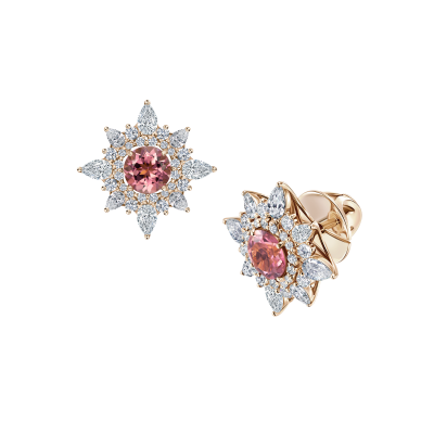 Серьги-пусеты с турмалинами и бриллиантами