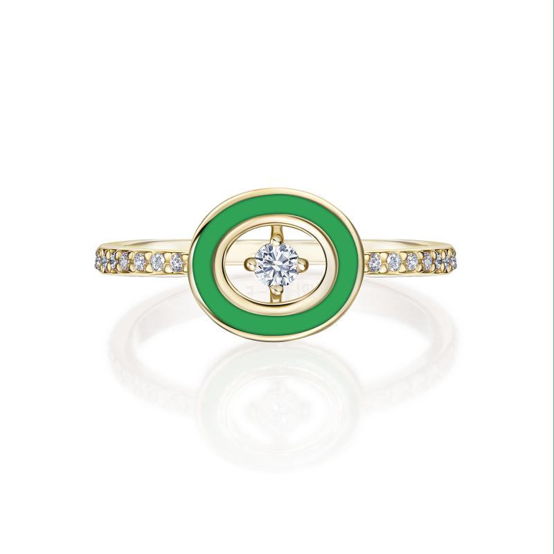 Кольцо с бриллиантами и эмалью