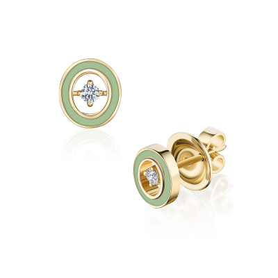 Серьги-пусеты с бриллиантами и эмалью