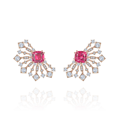 Серьги-пусеты со шпинелями и бриллиантами