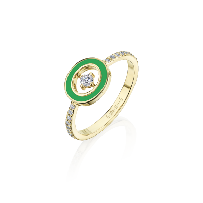 Кольцо с бриллиантами и эмалью