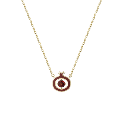 N29-TC-131-2 Колье (585) (1 Гранат Круг 3,50 0,220Ct ,1 Эмаль - 0,250Ct) ШК: 2000000057194