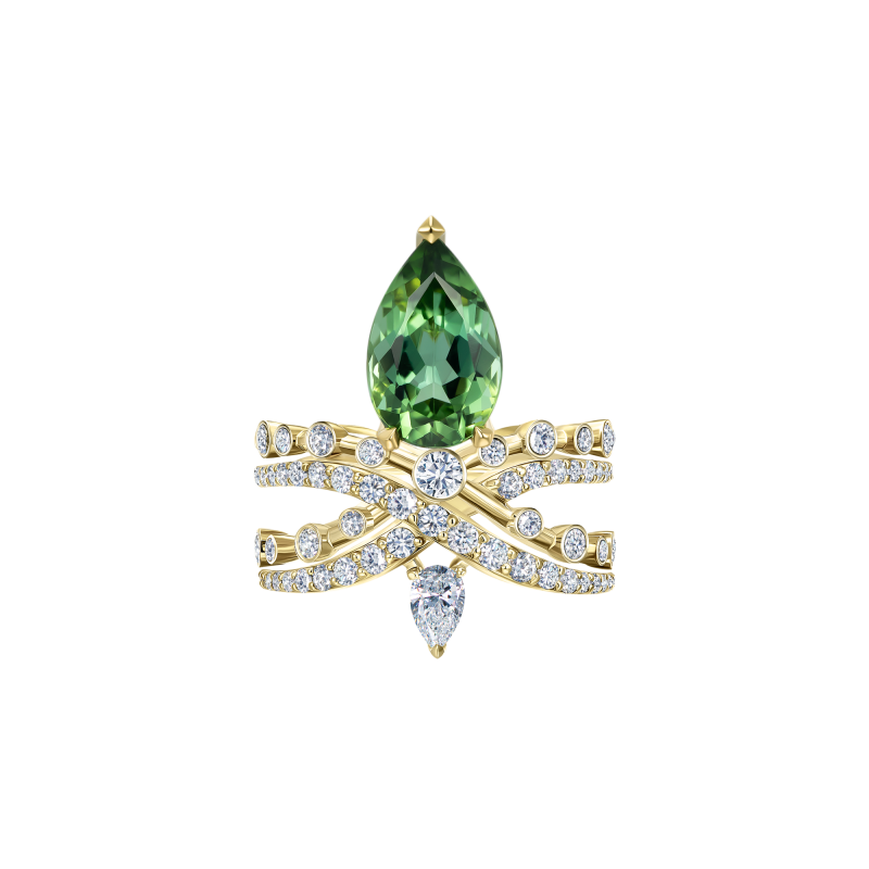 Кольцо с турмалином и бриллиантами