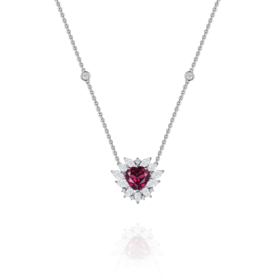 Колье с родолитом и бриллиантами