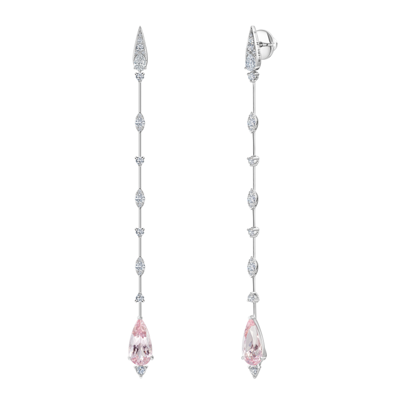 Серьги-пусеты с морганитами и бриллиантами