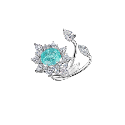 Кольцо с турмалином параиба и бриллиантами