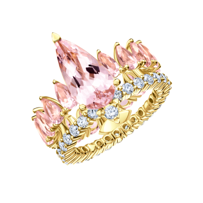 Кольцо с морганитами и бриллиантами