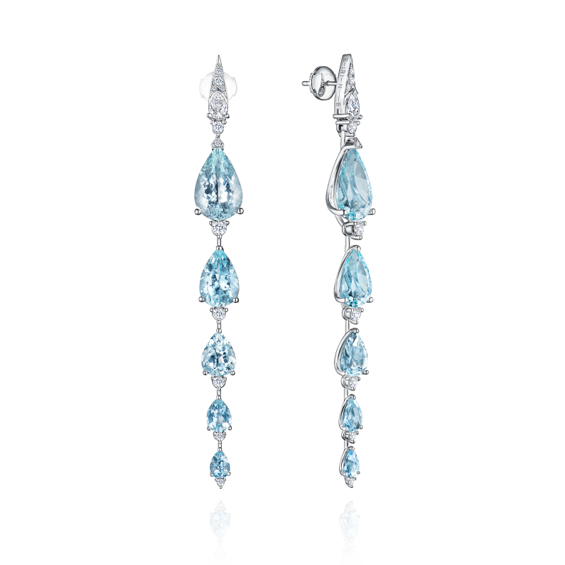 Серьги-пусеты с аквамаринами и бриллиантами