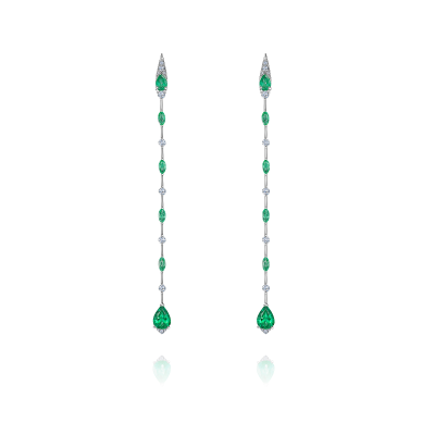 Серьги-пусеты с изумрудами и бриллиантами