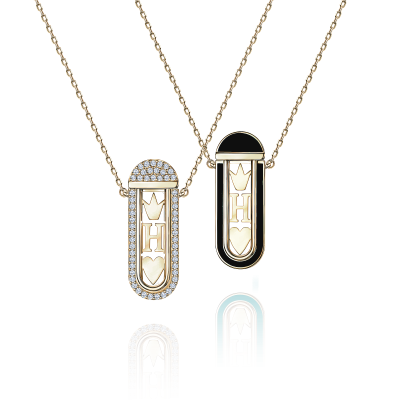 Детское колье-трансформер с бриллиантами и эмалью