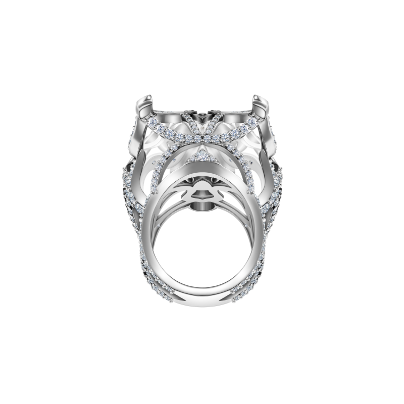 Кольцо с бриллиантами, агатом и эмалью