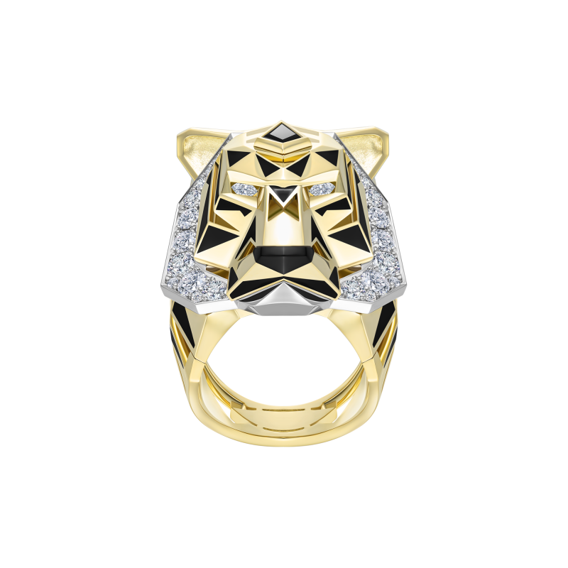 Кольцо с бриллиантами, агатами и эмалью