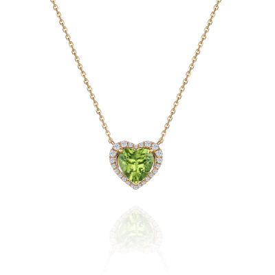 Колье с хризолитом и бриллиантами