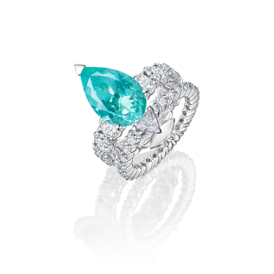 Кольцо с турмалином параиба и бриллиантами